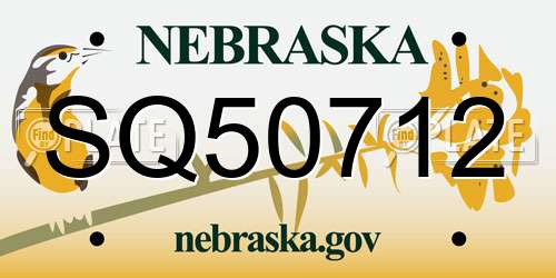 SQ50712 Nebraska License Plate