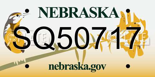 SQ50717 Nebraska License Plate
