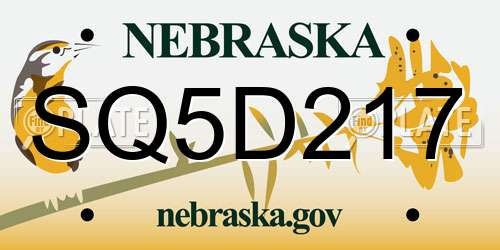 SQ5D217 Nebraska License Plate