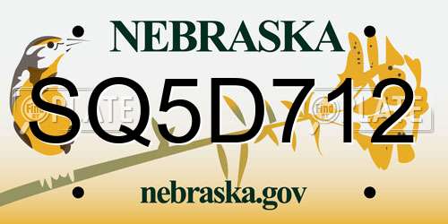 SQ5D712 Nebraska License Plate