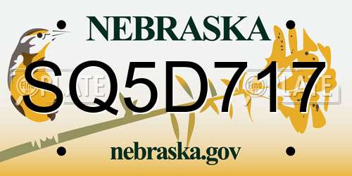 SQ5D717 Nebraska License Plate