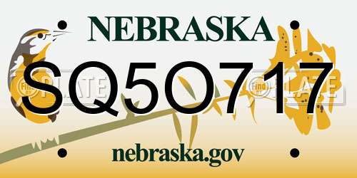 SQ5O717 Nebraska License Plate
