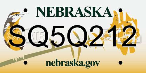 SQ5Q212 Nebraska License Plate