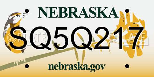 SQ5Q217 Nebraska License Plate