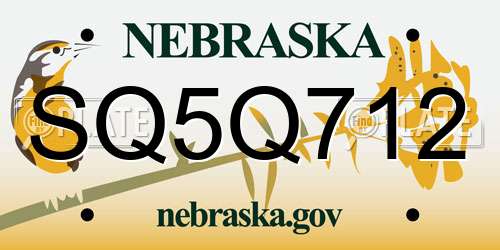 SQ5Q712 Nebraska License Plate