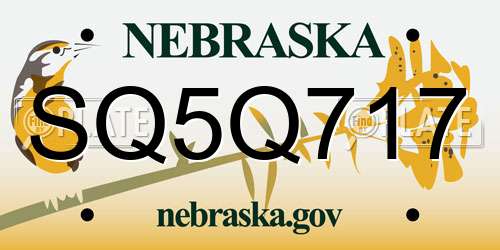SQ5Q717 Nebraska License Plate