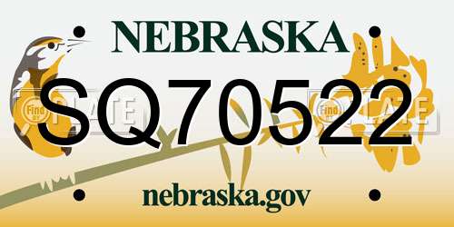 SQ70522 Nebraska License Plate