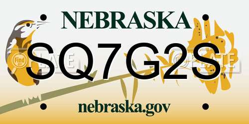 SQ7G2S Nebraska License Plate