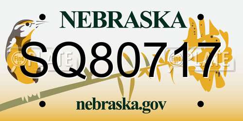 SQ80717 Nebraska License Plate