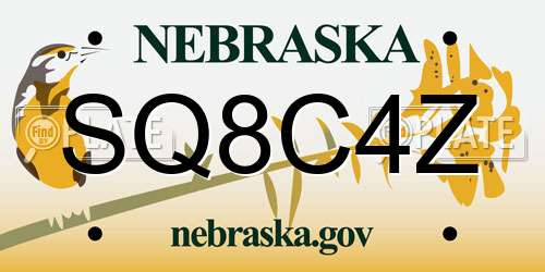 SQ8C4Z Nebraska License Plate