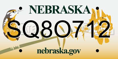 SQ8O712 Nebraska License Plate