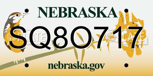 SQ8O717 Nebraska License Plate
