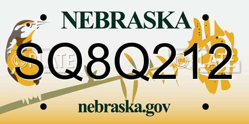 SQ8Q212 Nebraska License Plate