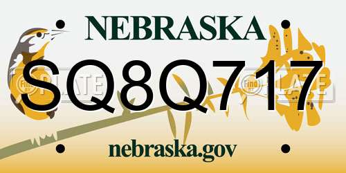 SQ8Q717 Nebraska License Plate