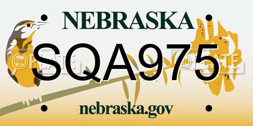 SQA975 Nebraska License Plate