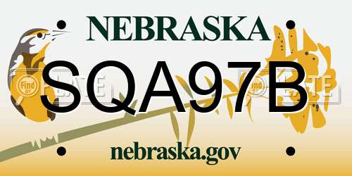 SQA97B Nebraska License Plate