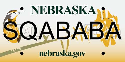 SQABABA Nebraska License Plate
