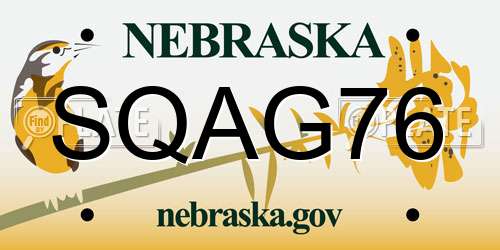 SQAG76 Nebraska License Plate