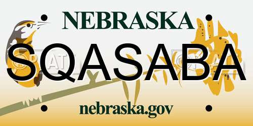 SQASABA Nebraska License Plate