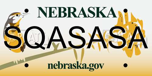 SQASASA Nebraska License Plate