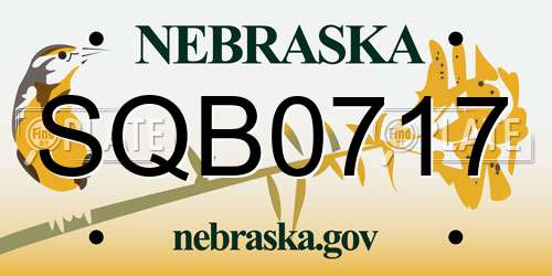 SQB0717 Nebraska License Plate
