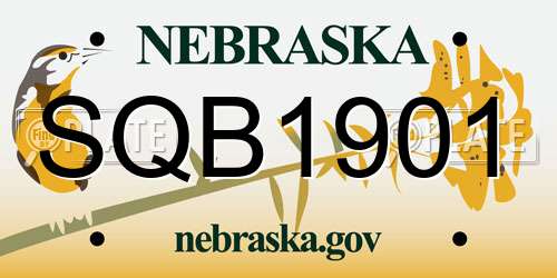 SQB1901 Nebraska License Plate