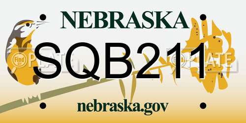SQB211 Nebraska License Plate