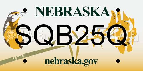 SQB25Q Nebraska License Plate