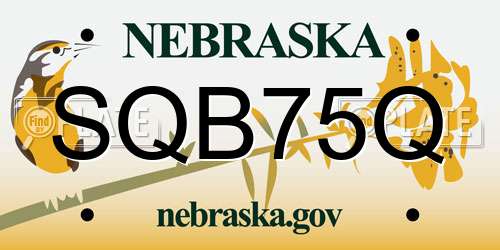 SQB75Q Nebraska License Plate