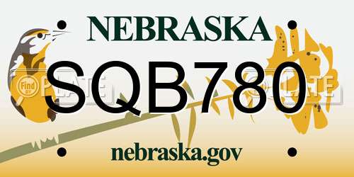 SQB780 Nebraska License Plate