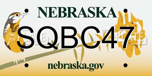 SQBC47 Nebraska License Plate