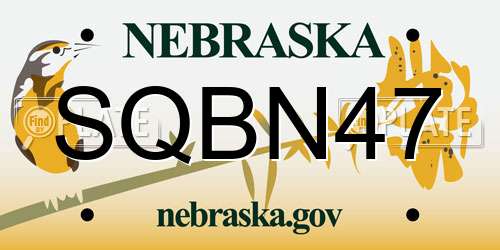 SQBN47 Nebraska License Plate