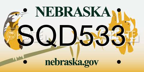 SQD533 Nebraska License Plate