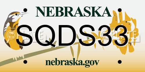 SQDS33 Nebraska License Plate