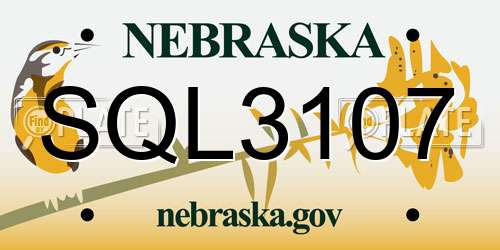 SQL3107 Nebraska License Plate