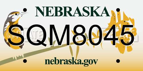 SQM8045 Nebraska License Plate