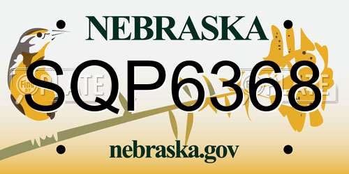 SQP6368 Nebraska License Plate