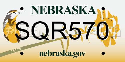 SQR570 Nebraska License Plate