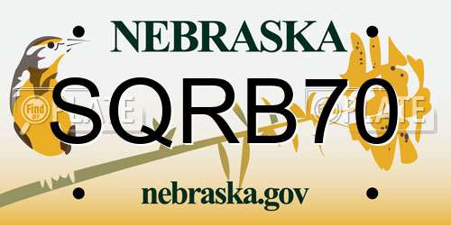 SQRB70 Nebraska License Plate