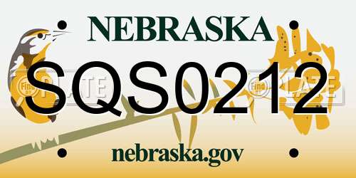 SQS0212 Nebraska License Plate