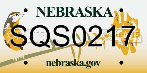 SQS0217 Nebraska License Plate