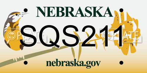 SQS211 Nebraska License Plate