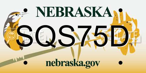 SQS75D Nebraska License Plate