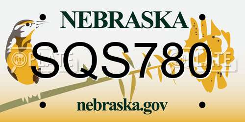 SQS780 Nebraska License Plate