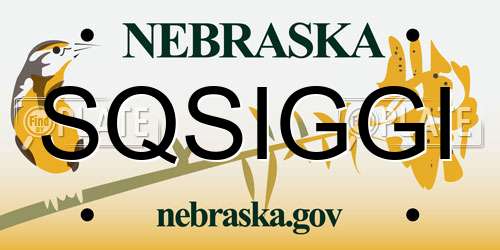 SQSIGGI Nebraska License Plate