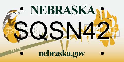 SQSN42 Nebraska License Plate