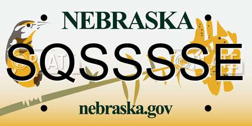SQSSSSE Nebraska License Plate