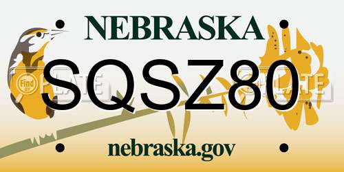 SQSZ80 Nebraska License Plate