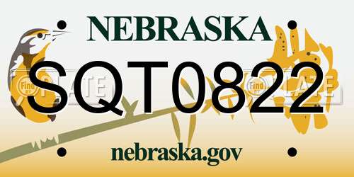 SQT0822 Nebraska License Plate