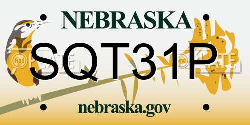 SQT31P Nebraska License Plate